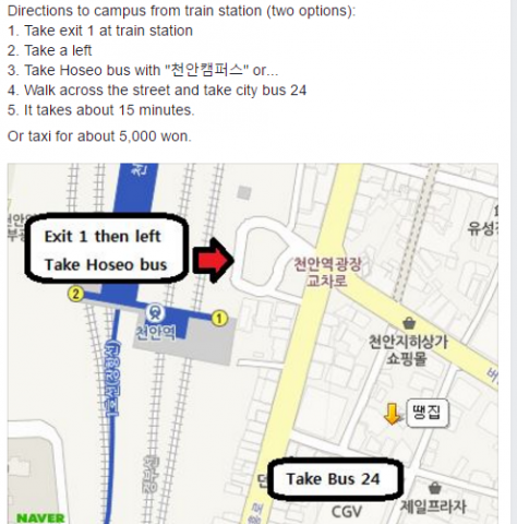 Directions to campus from train station