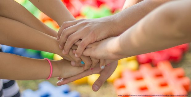 Image by Michal Jarmoluk, https://pixabay.com/photos/hands-friendship-friends-children-2847508/