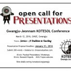 Call for Presentations -- Gwangju-Jeonnam KOTESOL Conference